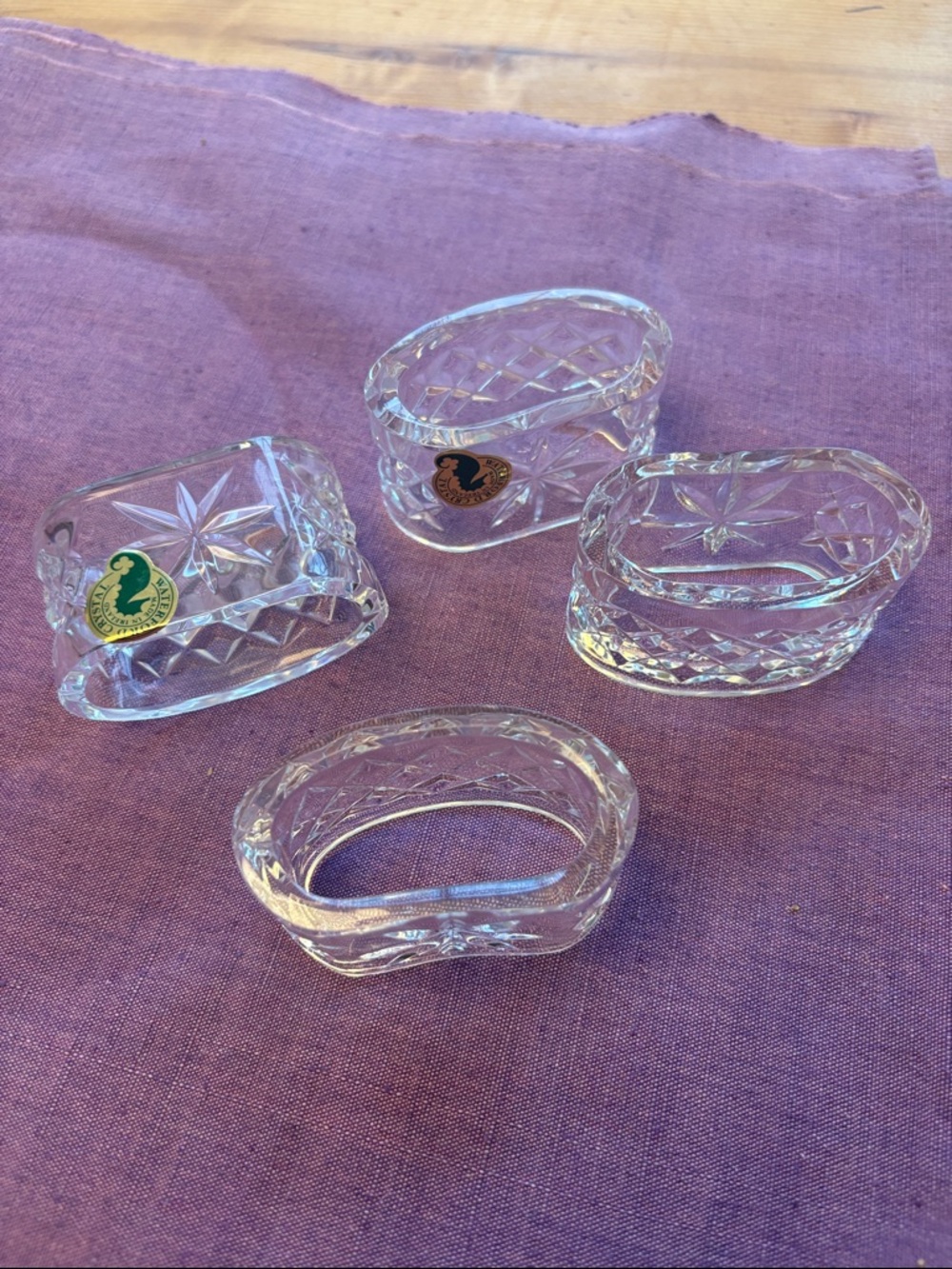 Waterford crystal napkin rings Colleen pattern - Set of 4